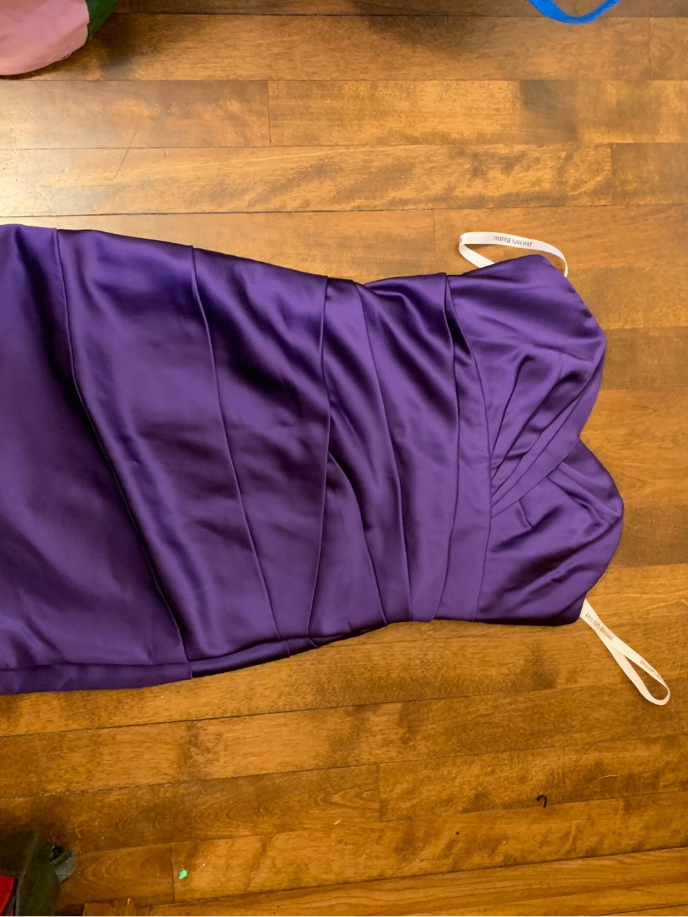David's Bridal Purple Strapless Satin Evening Dress
